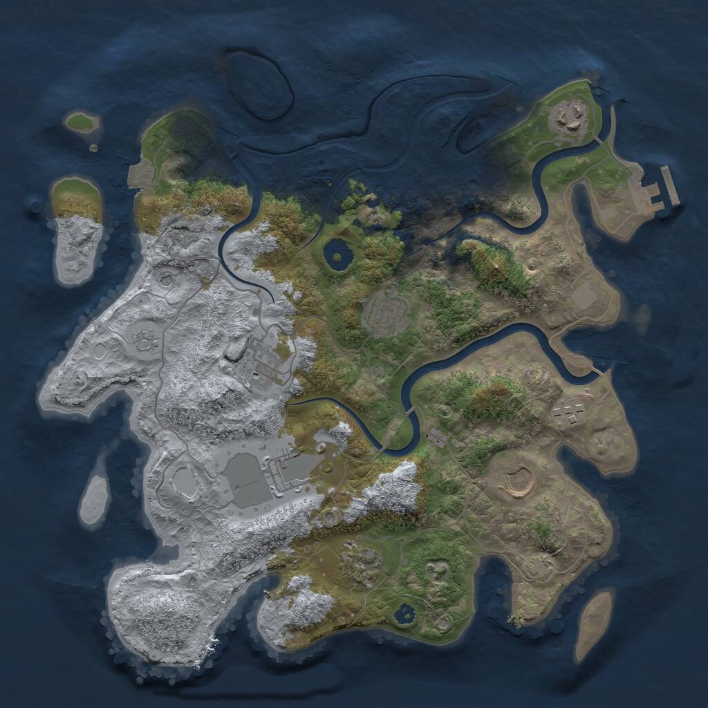 Rust Map: Procedural Map, Size: 3500, Seed: 1059184019, 12 Monuments