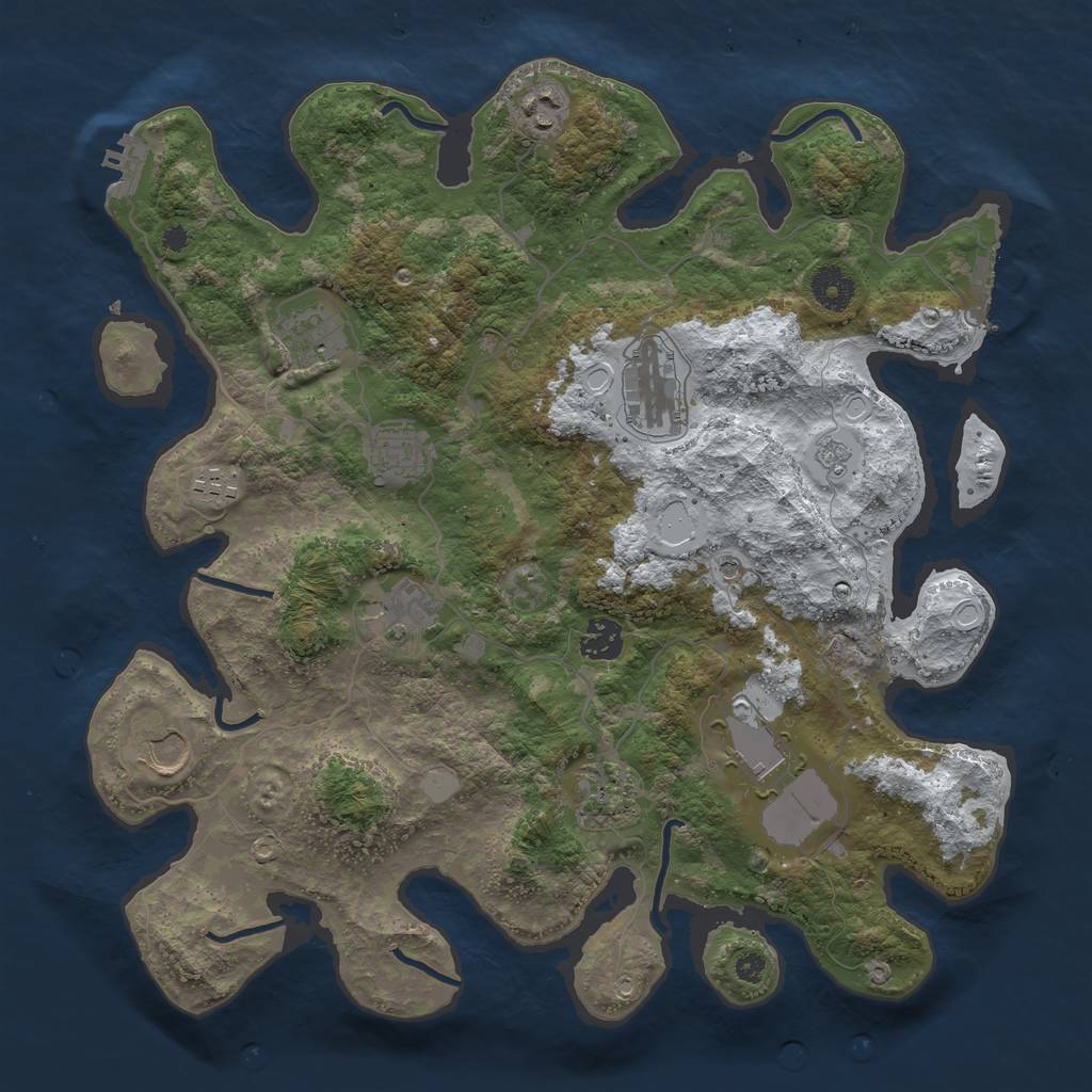 Rust Map: Procedural Map, Size: 3750, Seed: 175393544, 19 Monuments