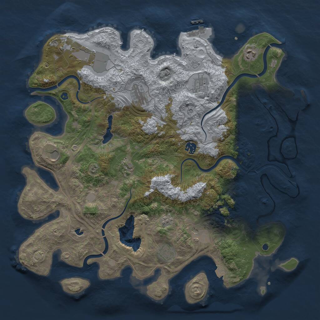 Rust Map: Procedural Map, Size: 4250, Seed: 392046975, 16 Monuments