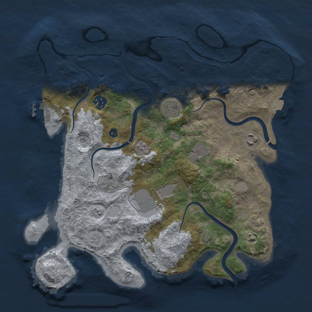 Rust Map: Procedural Map, Size: 3500, Seed: 37856, 11 Monuments