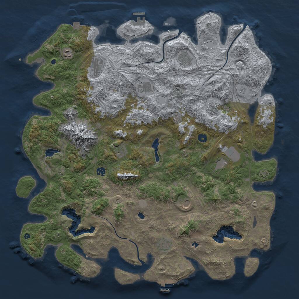 Rust Map: Procedural Map, Size: 5000, Seed: 468, 17 Monuments