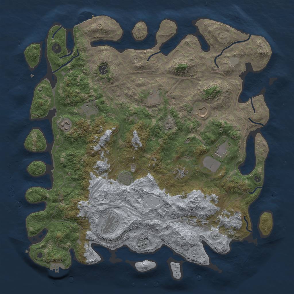 Rust Map: Procedural Map, Size: 4500, Seed: 1182601573, 19 Monuments