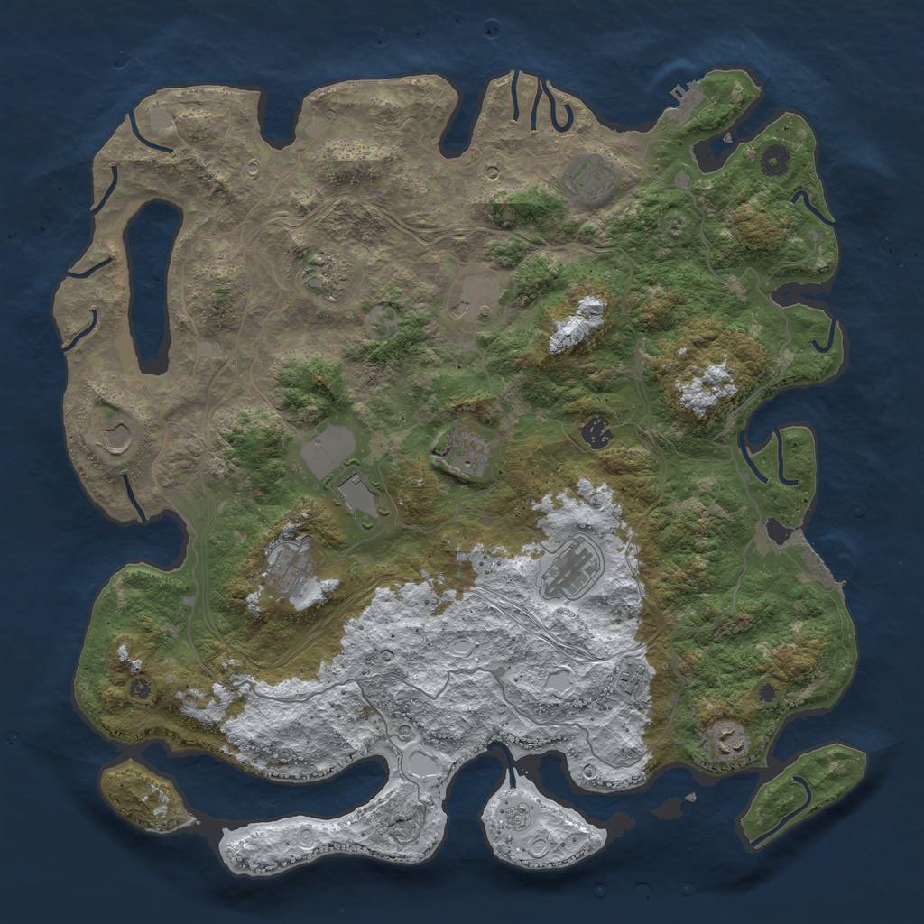 Rust Map: Procedural Map, Size: 4500, Seed: 25924473, 20 Monuments