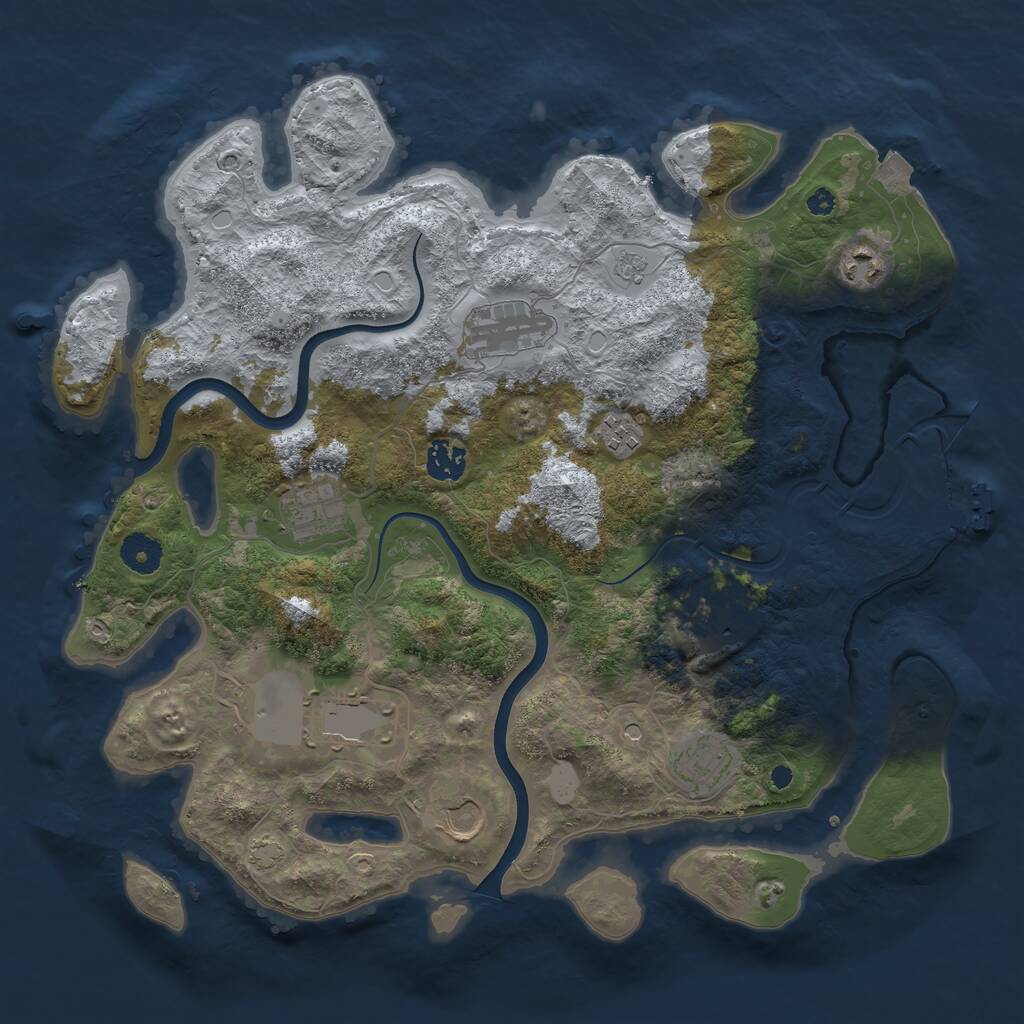 Rust Map: Procedural Map, Size: 3750, Seed: 1655518, 14 Monuments