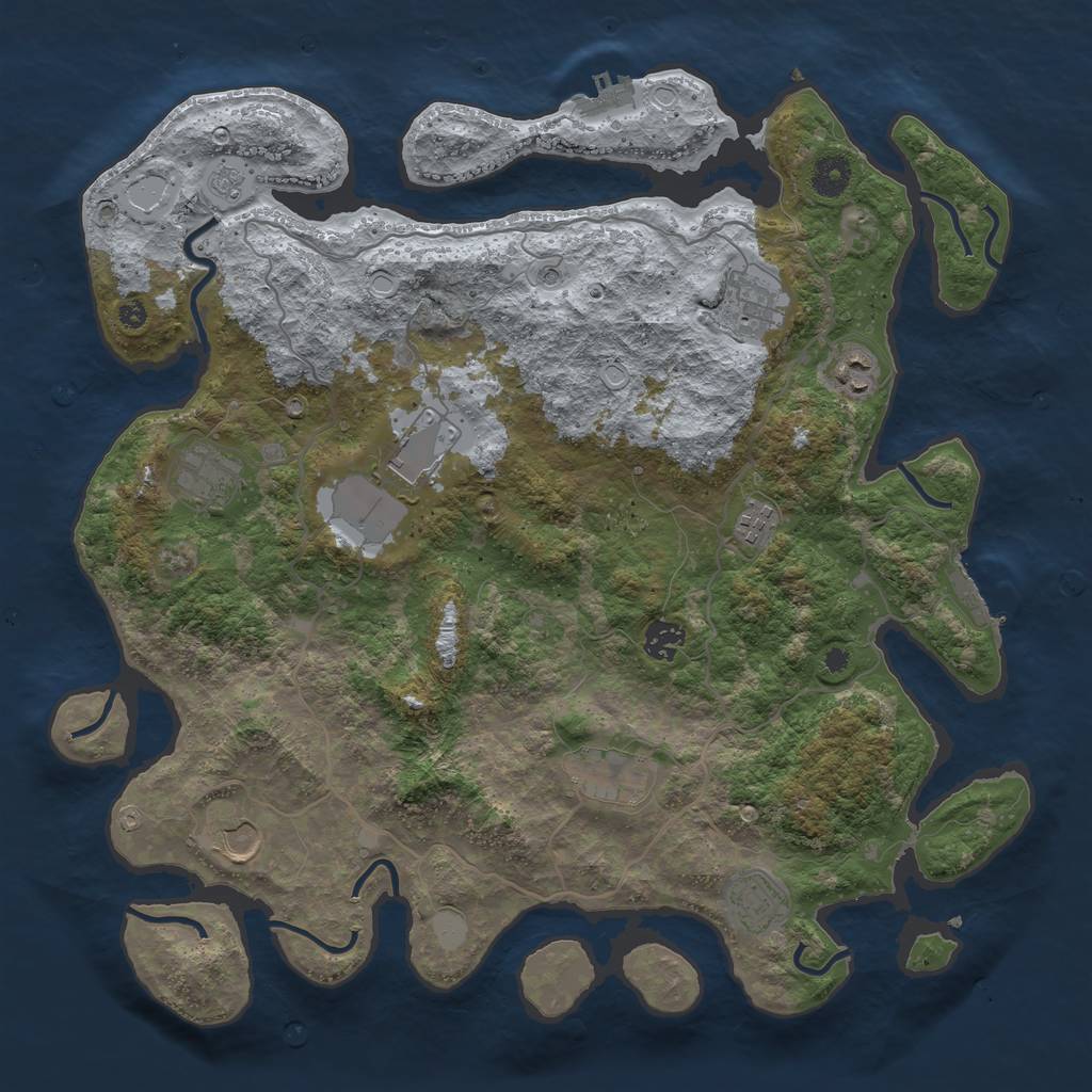 Rust Map: Procedural Map, Size: 4000, Seed: 111000781, 18 Monuments