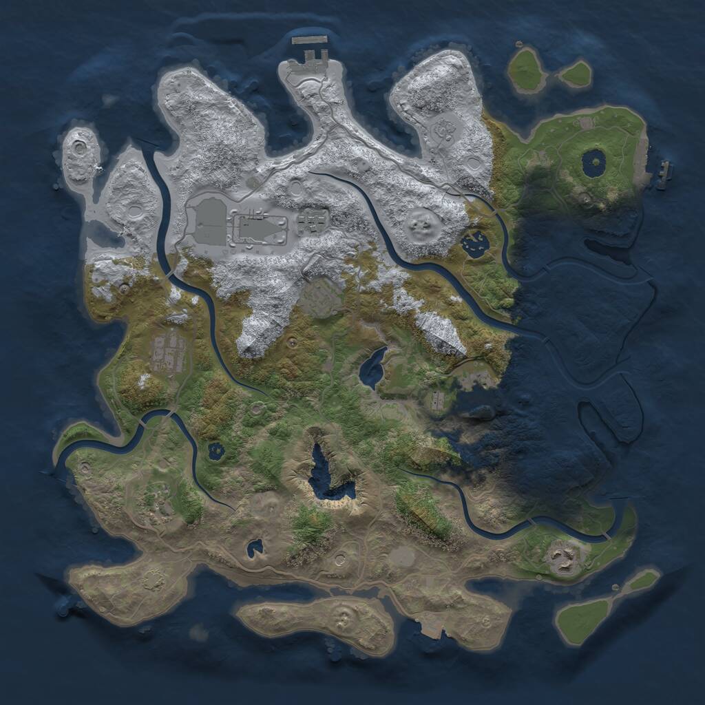 Rust Map: Procedural Map, Size: 4000, Seed: 1257064099, 14 Monuments