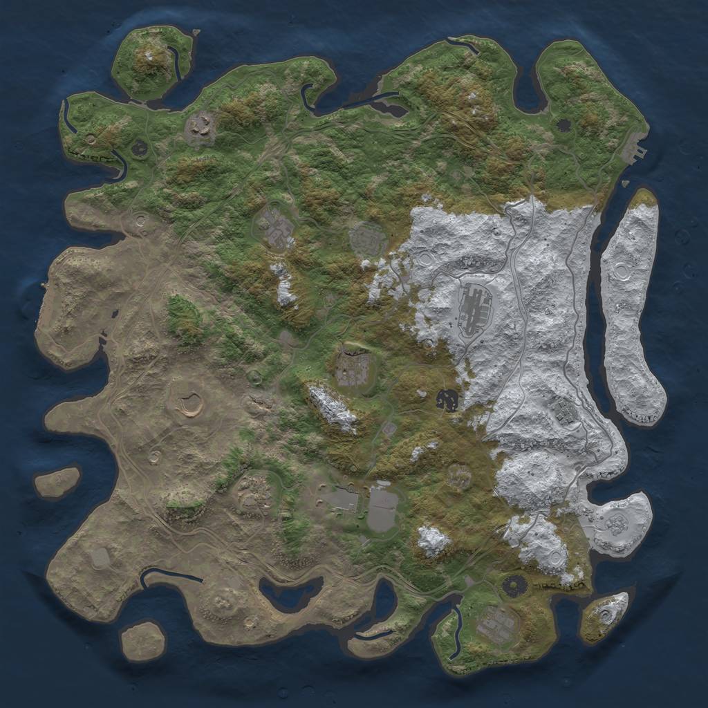 Rust Map: Procedural Map, Size: 4500, Seed: 1838753998, 20 Monuments
