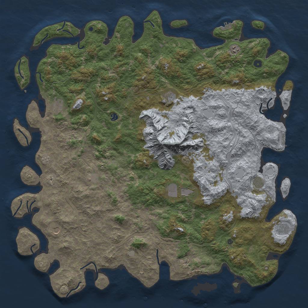 Rust Map: Procedural Map, Size: 6000, Seed: 241996761, 19 Monuments