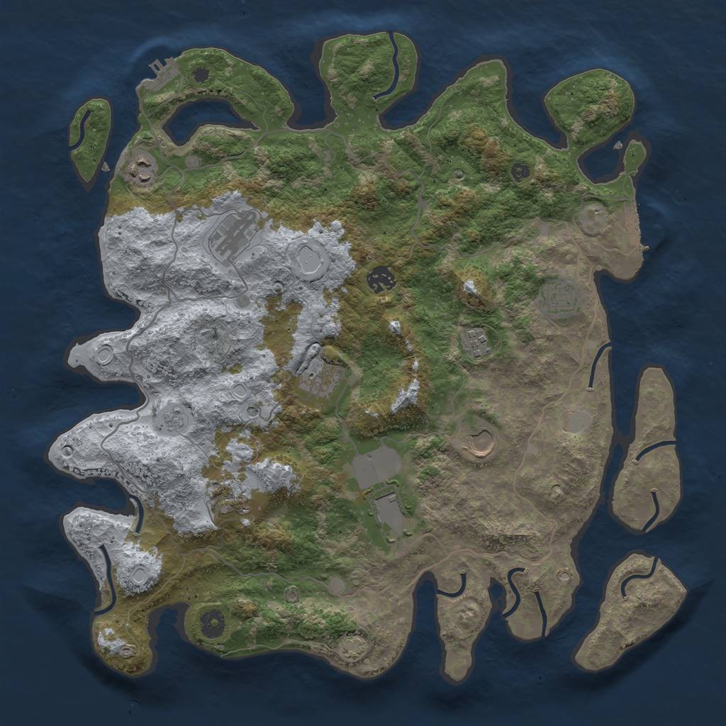 Rust Map: Procedural Map, Size: 4000, Seed: 1975315413, 17 Monuments