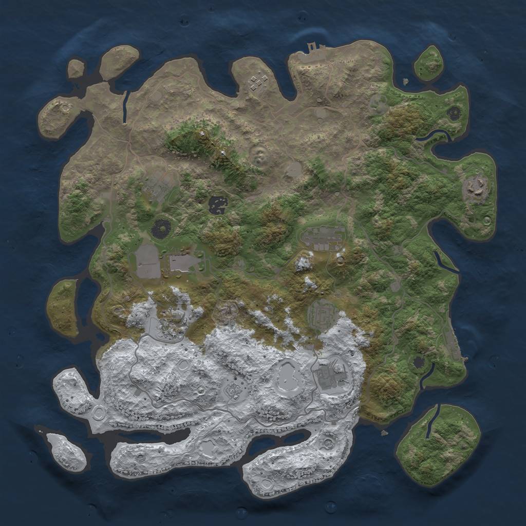 Rust Map: Procedural Map, Size: 4000, Seed: 27141815, 18 Monuments