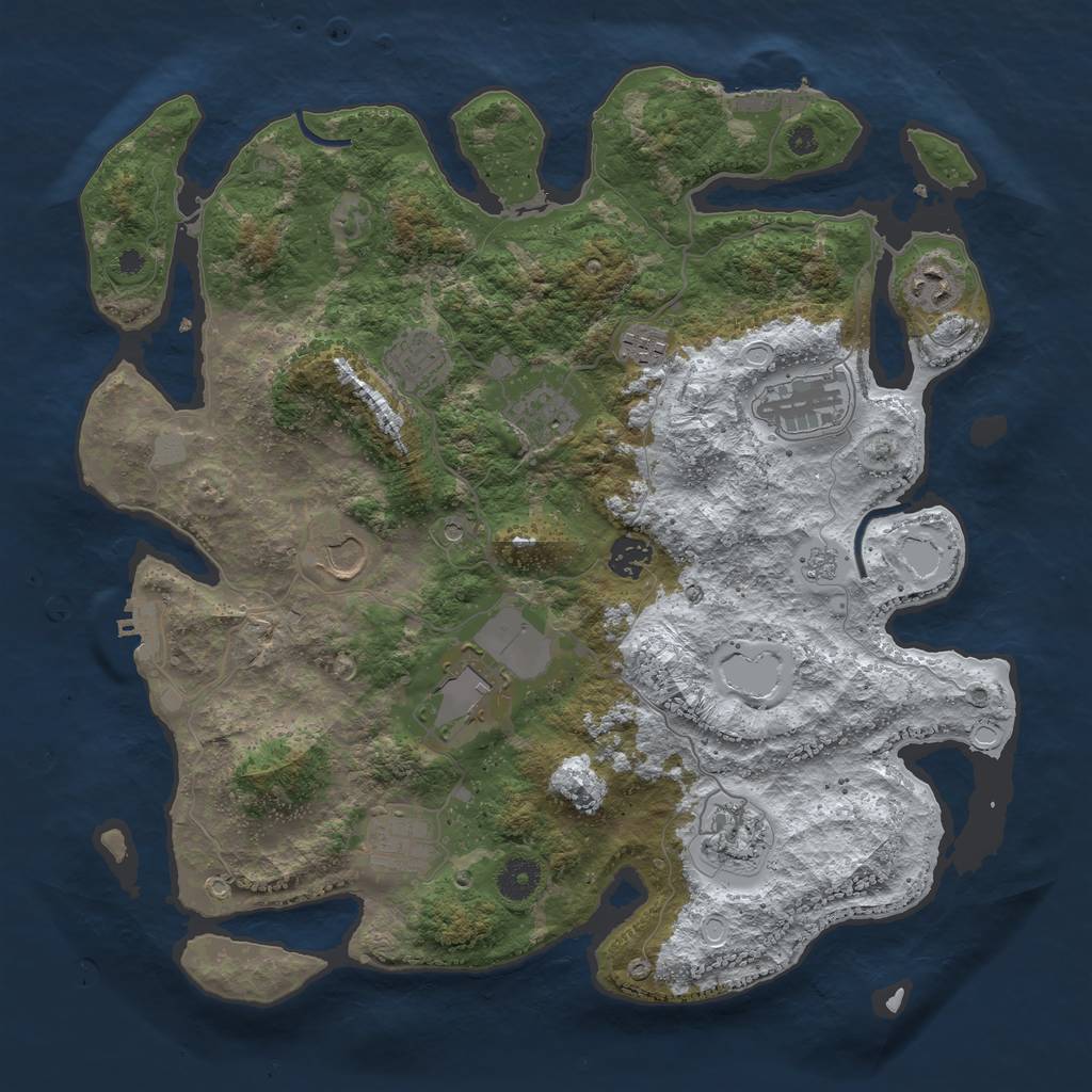 Rust Map: Procedural Map, Size: 3850, Seed: 518733, 19 Monuments
