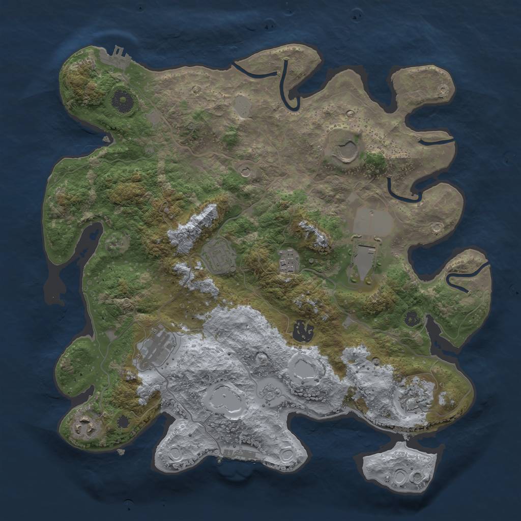 Rust Map: Procedural Map, Size: 3550, Seed: 3765404, 15 Monuments