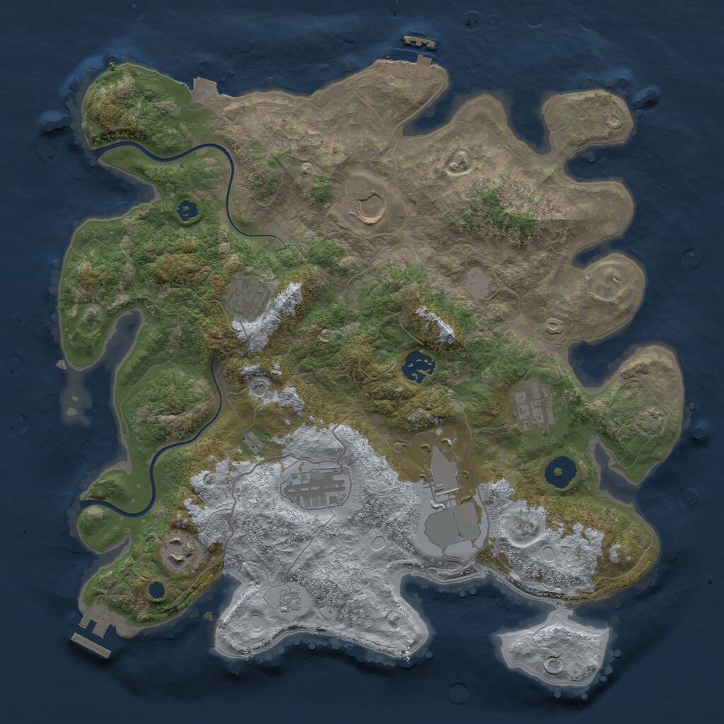 Rust Map: Procedural Map, Size: 3550, Seed: 3765404, 13 Monuments