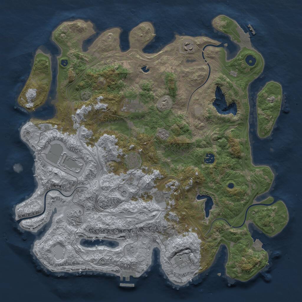 Rust Map: Procedural Map, Size: 4250, Seed: 1195228432, 15 Monuments