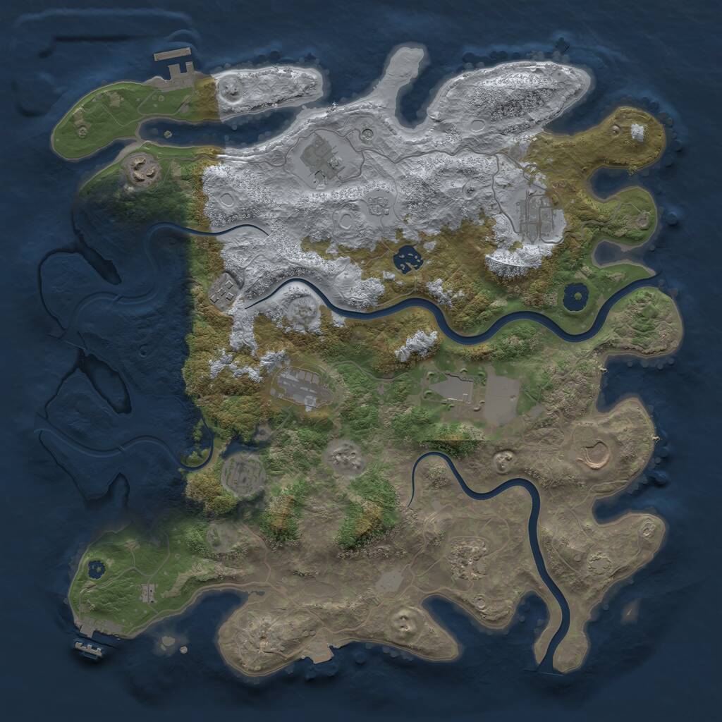 Rust Map: Procedural Map, Size: 3950, Seed: 1812940294, 16 Monuments