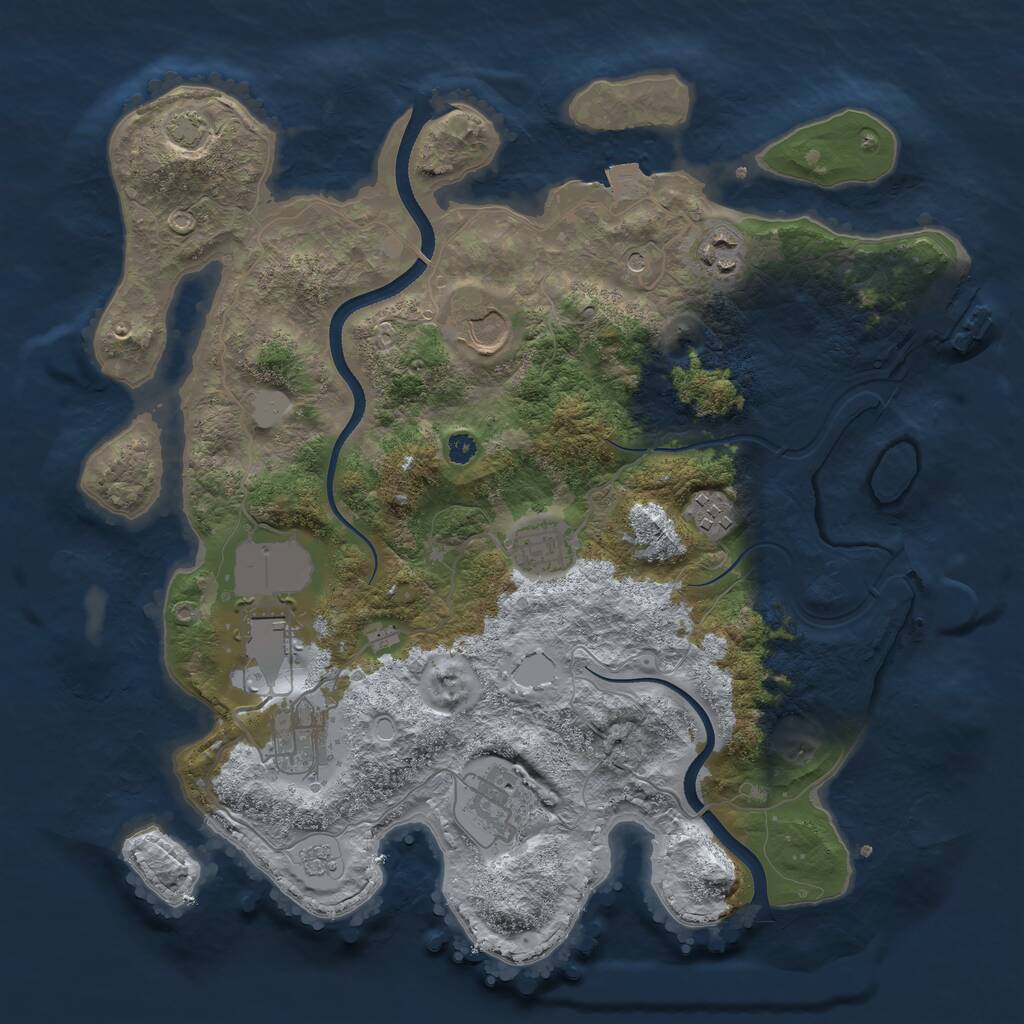 Rust Map: Procedural Map, Size: 3500, Seed: 75617566, 12 Monuments