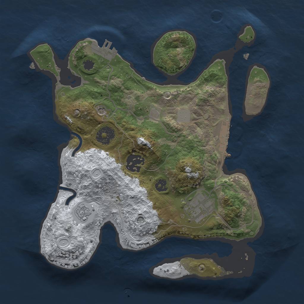 Rust Map: Procedural Map, Size: 2500, Seed: 534768175, 11 Monuments
