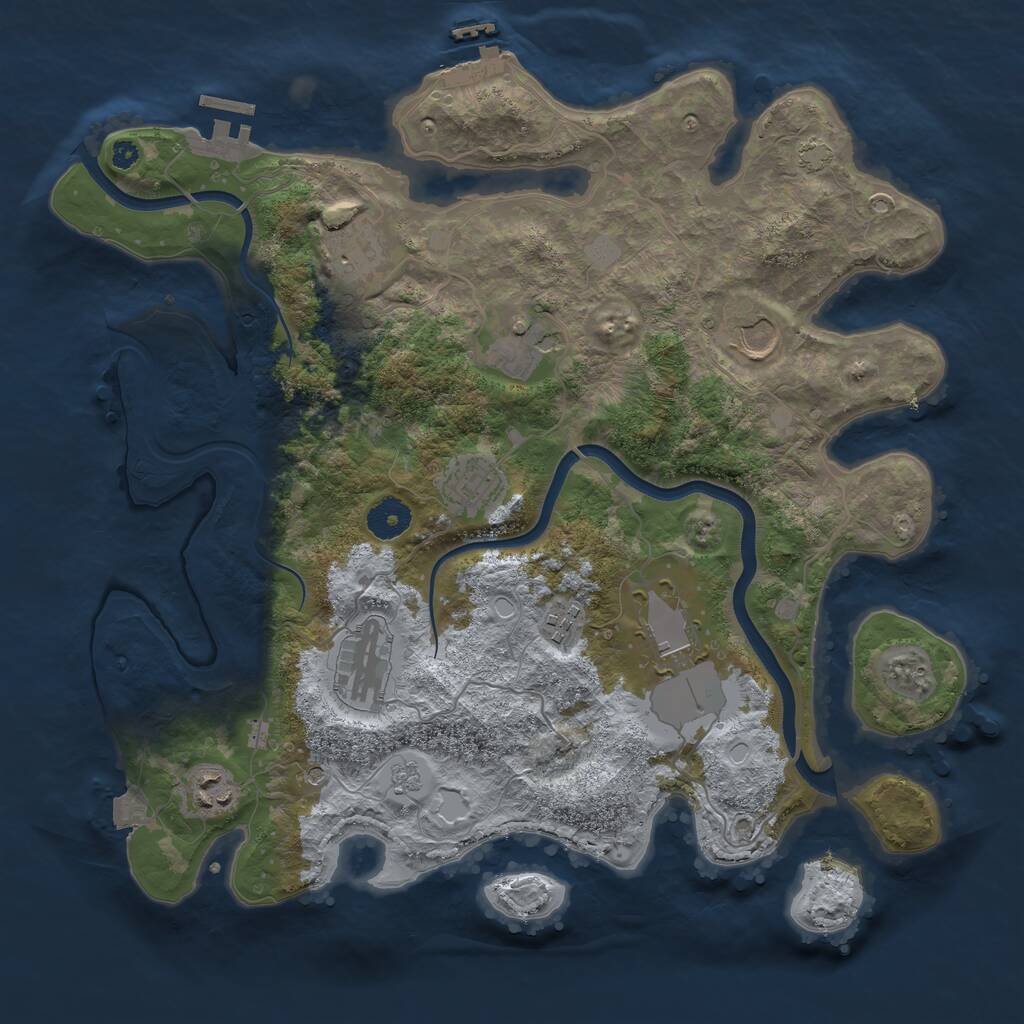 Rust Map: Procedural Map, Size: 3700, Seed: 848732046, 14 Monuments