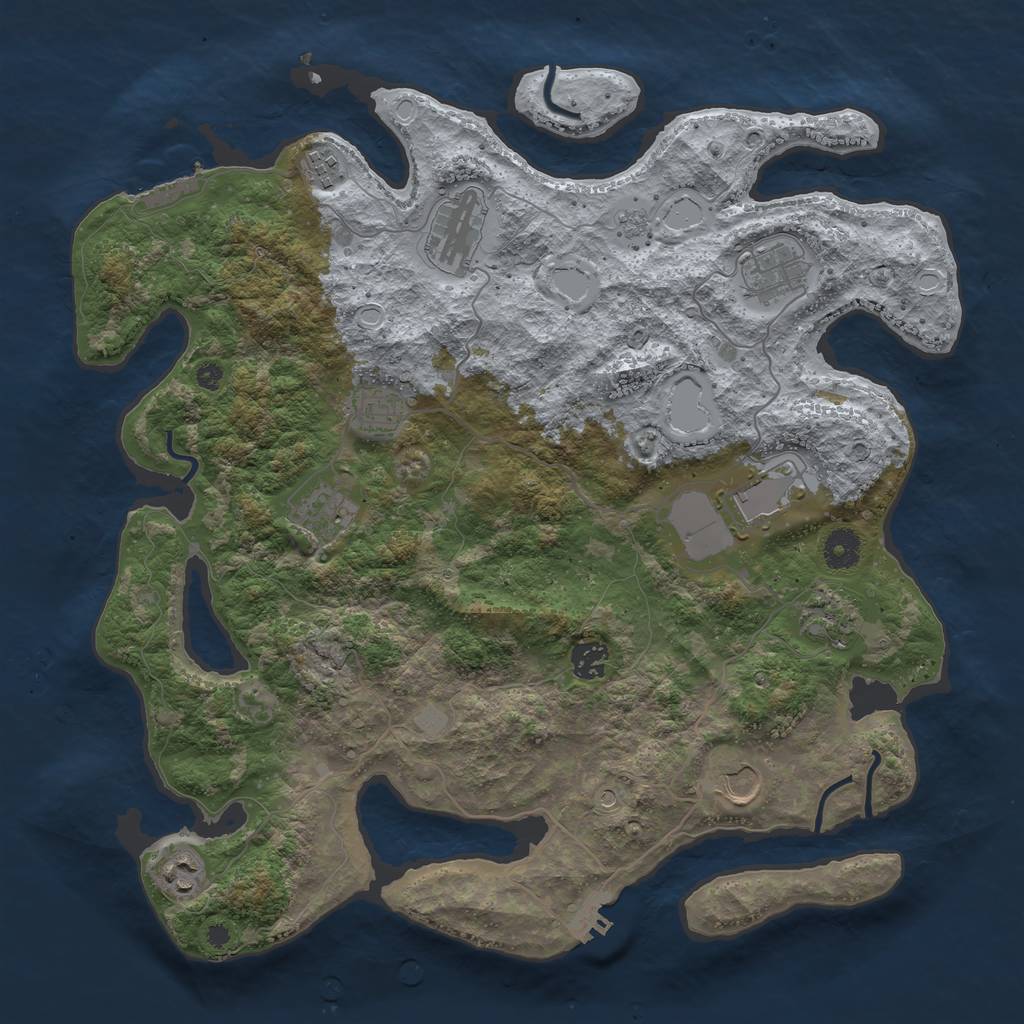 Rust Map: Procedural Map, Size: 3950, Seed: 1206812891, 19 Monuments