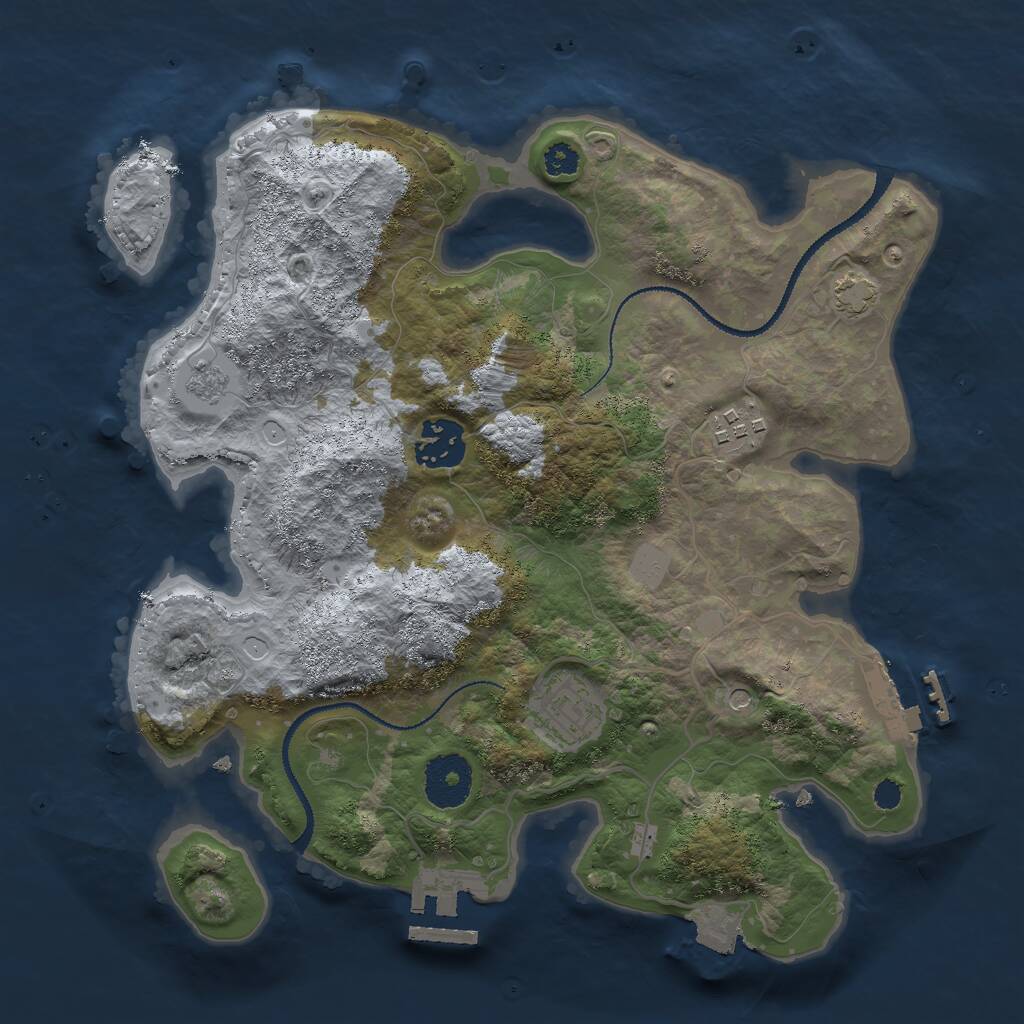 Rust Map: Procedural Map, Size: 3000, Seed: 5324343, 9 Monuments