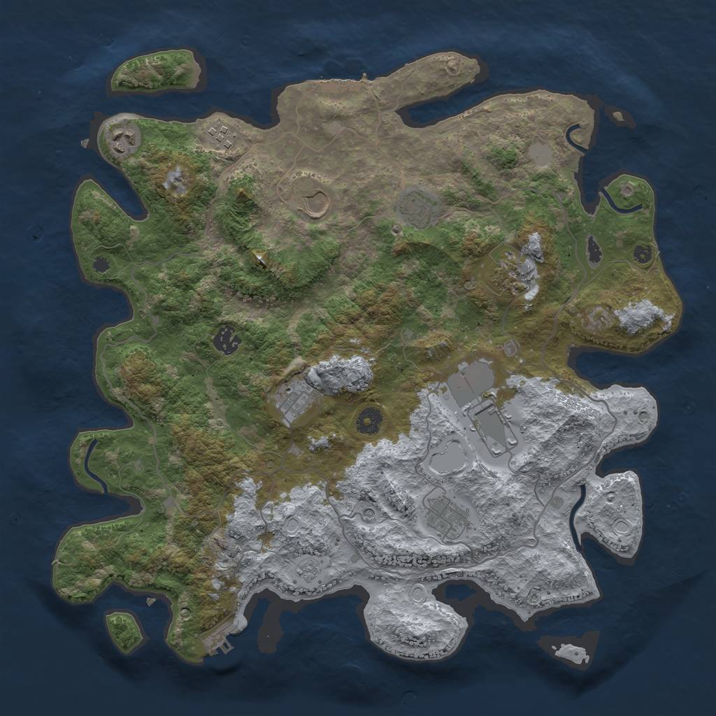 Rust Map: Procedural Map, Size: 4000, Seed: 192776700, 16 Monuments