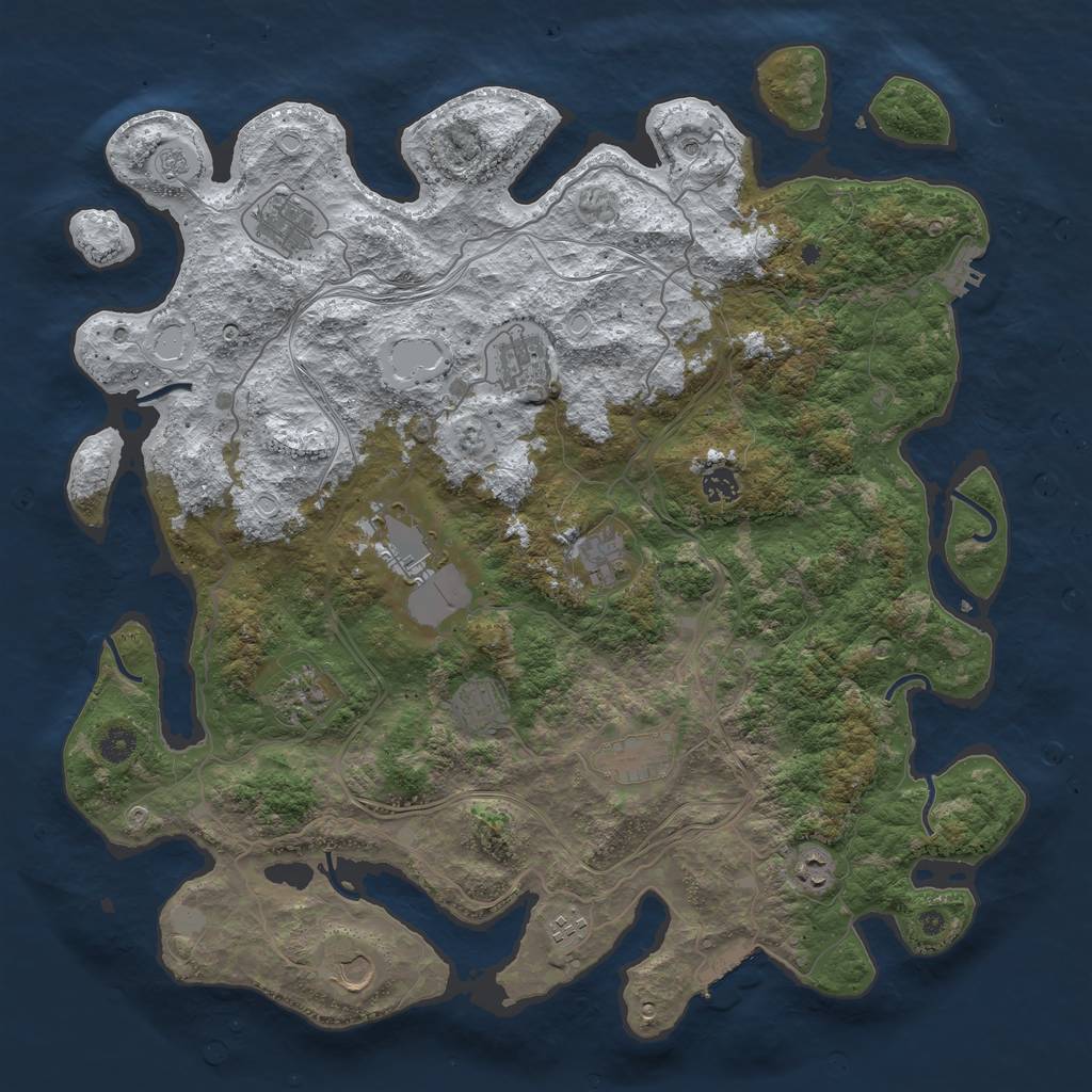 Rust Map: Procedural Map, Size: 4500, Seed: 943627831, 20 Monuments