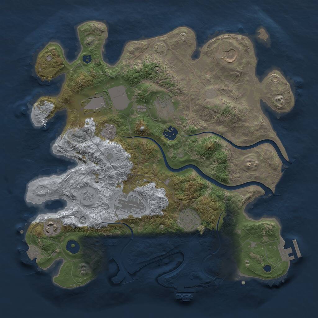 Rust Map: Procedural Map, Size: 3500, Seed: 1325486988, 14 Monuments