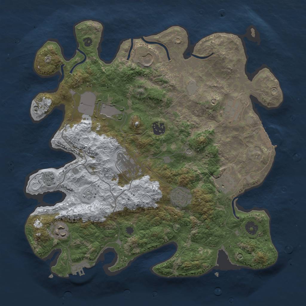 Rust Map: Procedural Map, Size: 3500, Seed: 1325486988, 18 Monuments