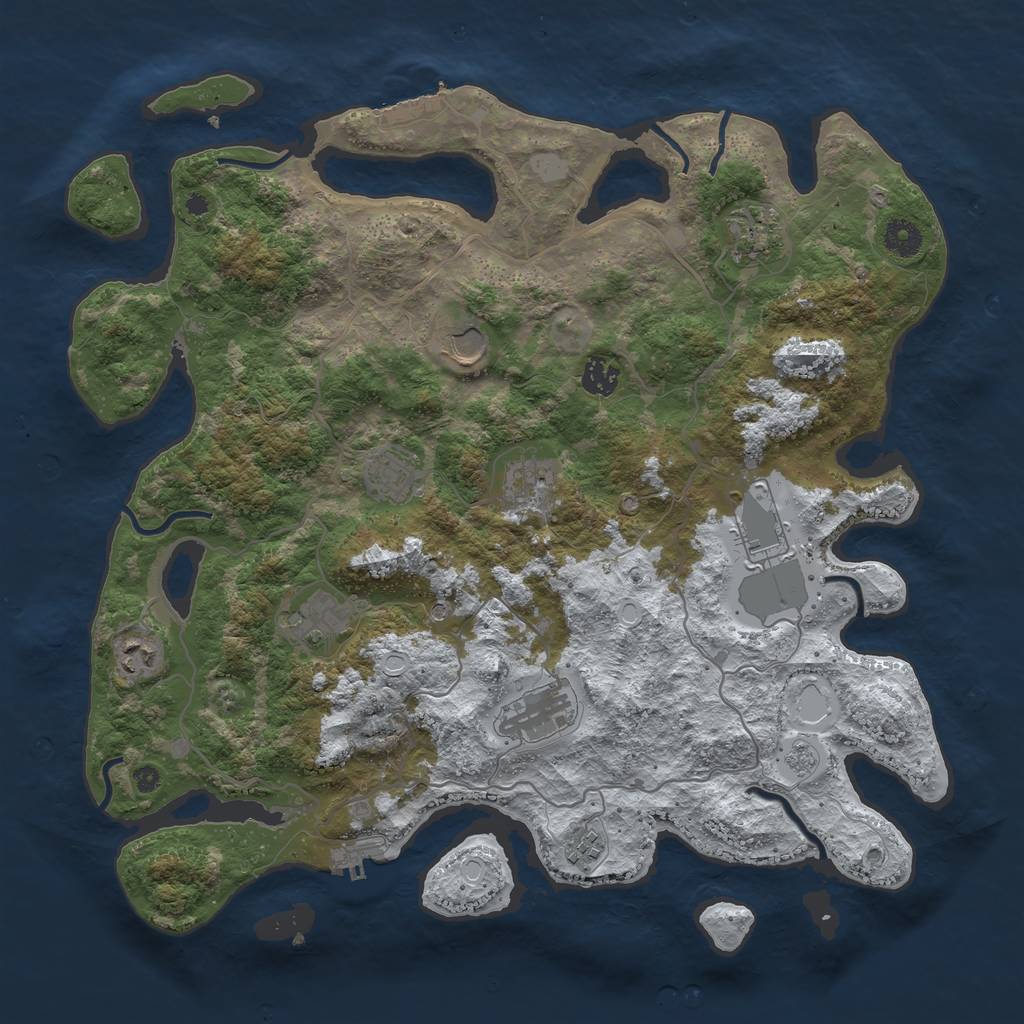 Rust Map: Procedural Map, Size: 4050, Seed: 1040602374, 19 Monuments