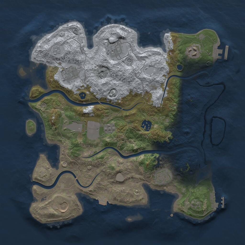 Rust Map: Procedural Map, Size: 3500, Seed: 1170855920, 14 Monuments