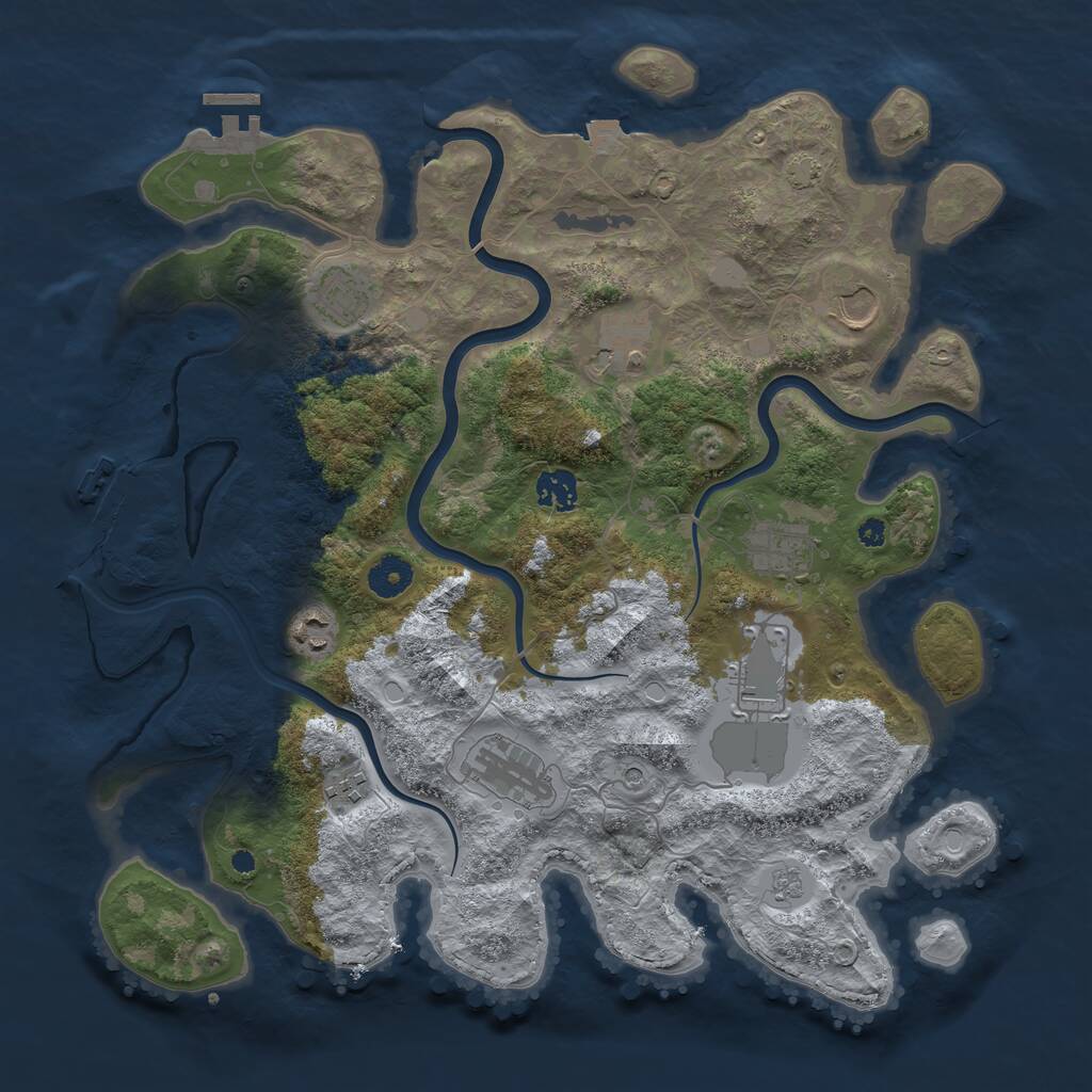 Rust Map: Procedural Map, Size: 3850, Seed: 797404174, 15 Monuments