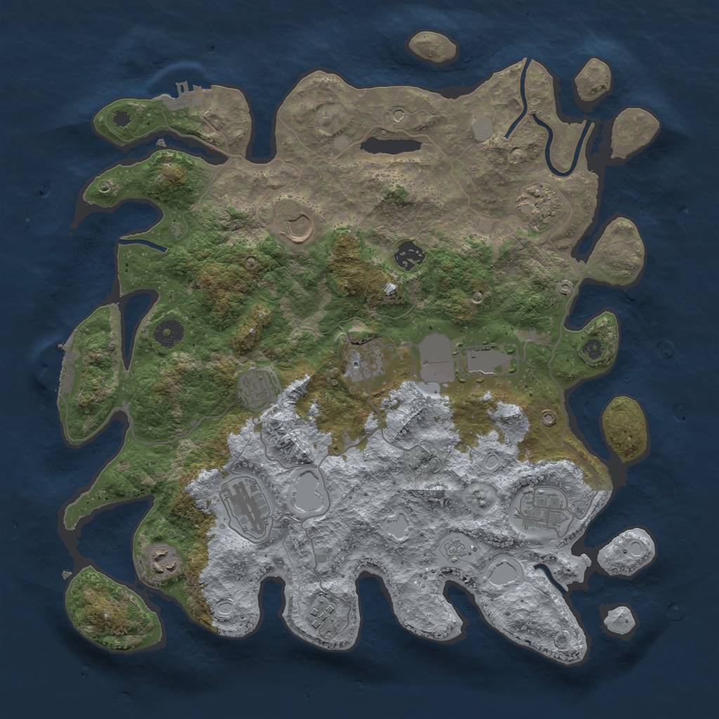 Rust Map: Procedural Map, Size: 3850, Seed: 797404174, 19 Monuments