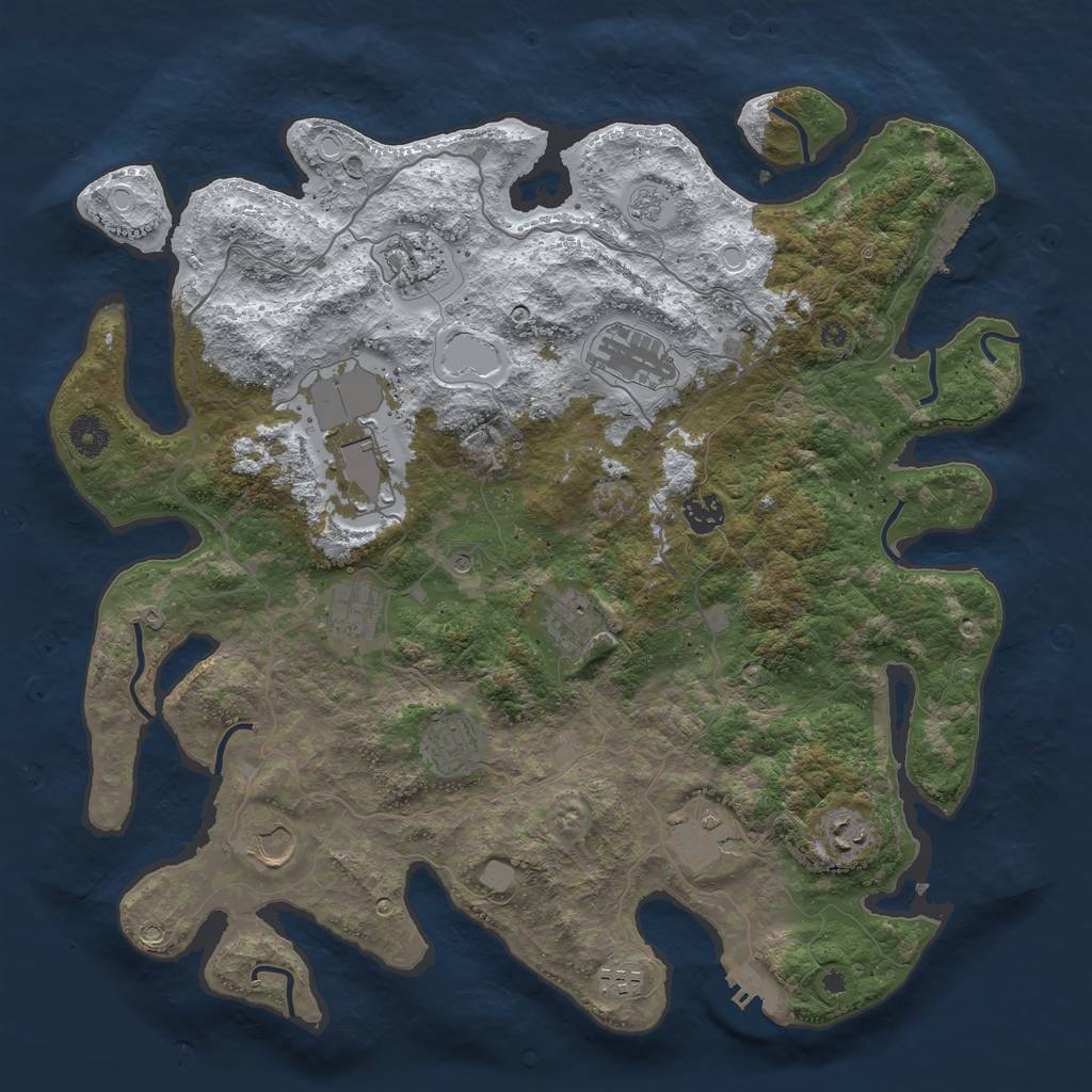 Rust Map: Procedural Map, Size: 4050, Seed: 763953080, 20 Monuments