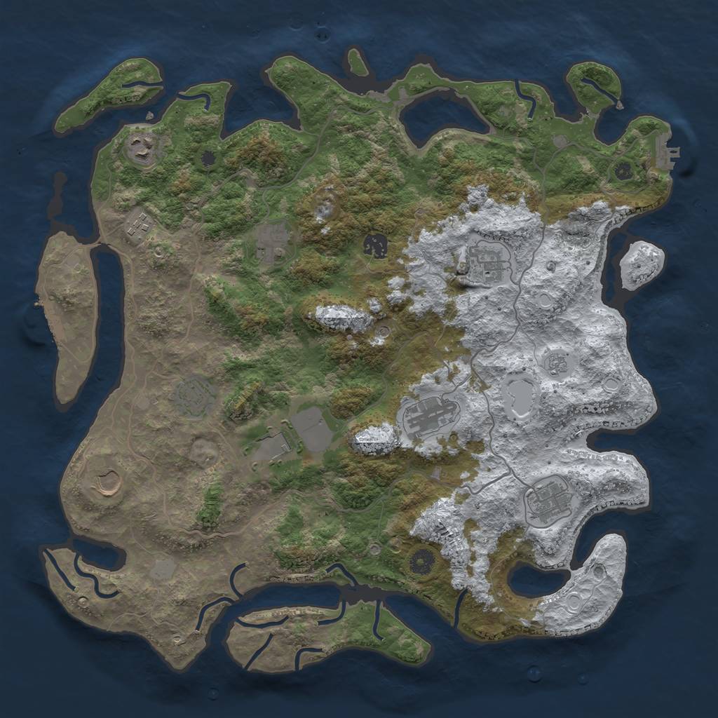 Rust Map: Procedural Map, Size: 4205, Seed: 2074460, 19 Monuments