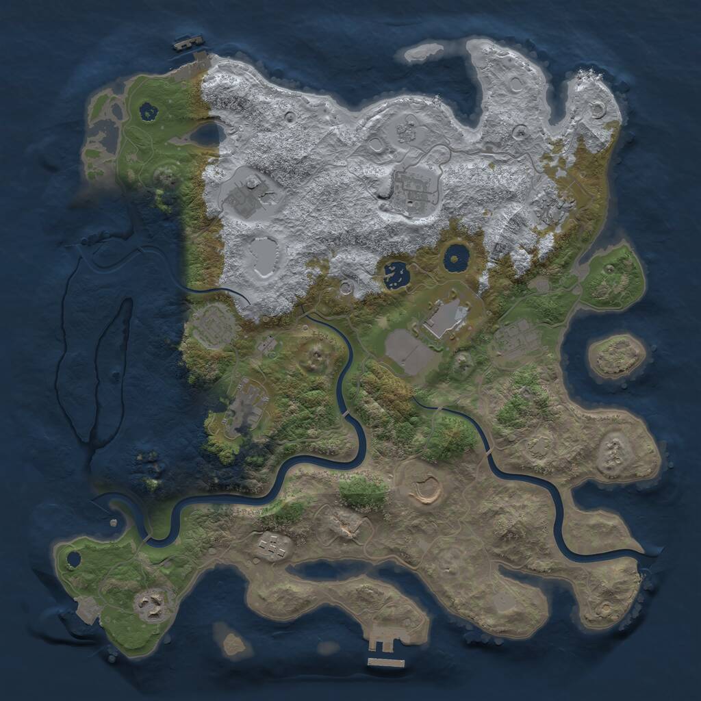 Rust Map: Procedural Map, Size: 3850, Seed: 1689327783, 17 Monuments