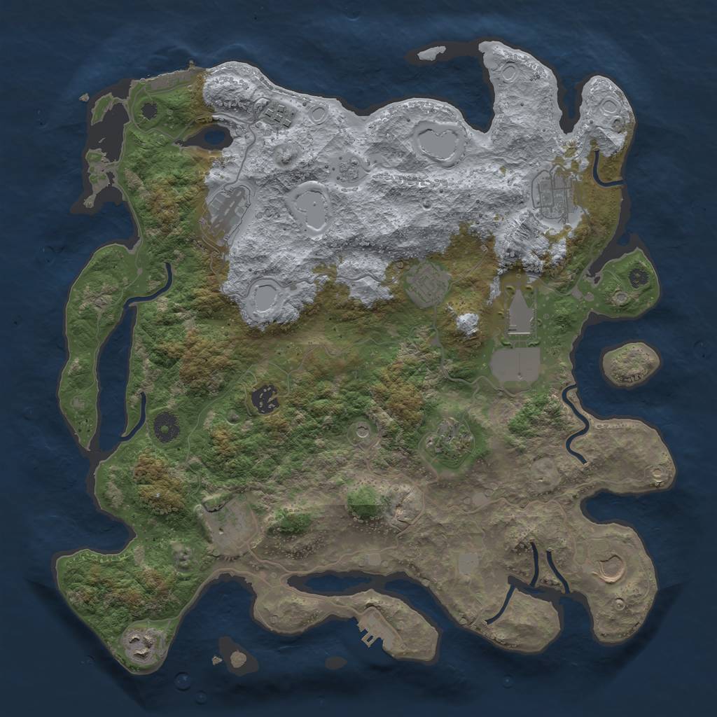 Rust Map: Procedural Map, Size: 3850, Seed: 1689327783, 17 Monuments