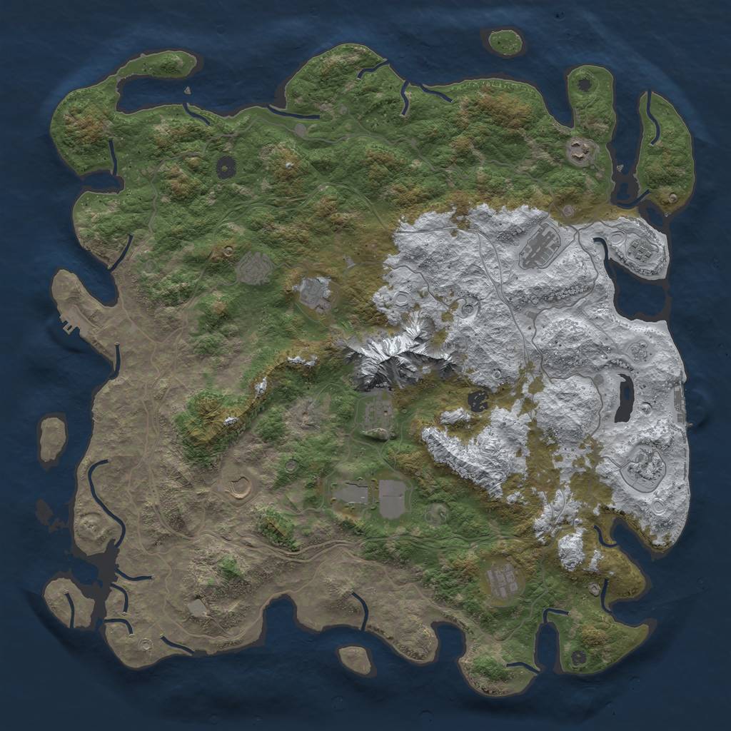 Rust Map: Procedural Map, Size: 5000, Seed: 1055193655, 20 Monuments