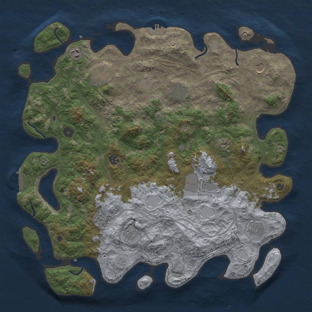 Rust Map: Procedural Map, Size: 4500, Seed: 1345087943, 18 Monuments