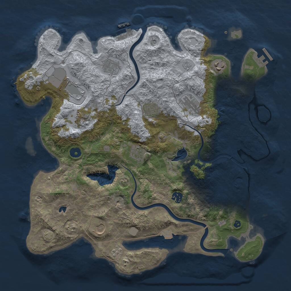 Rust Map: Procedural Map, Size: 4000, Seed: 3487952, 16 Monuments