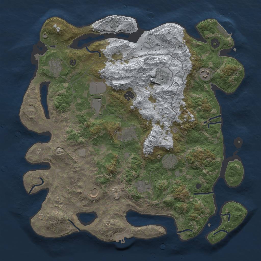 Rust Map: Procedural Map, Size: 4050, Seed: 790807596, 19 Monuments