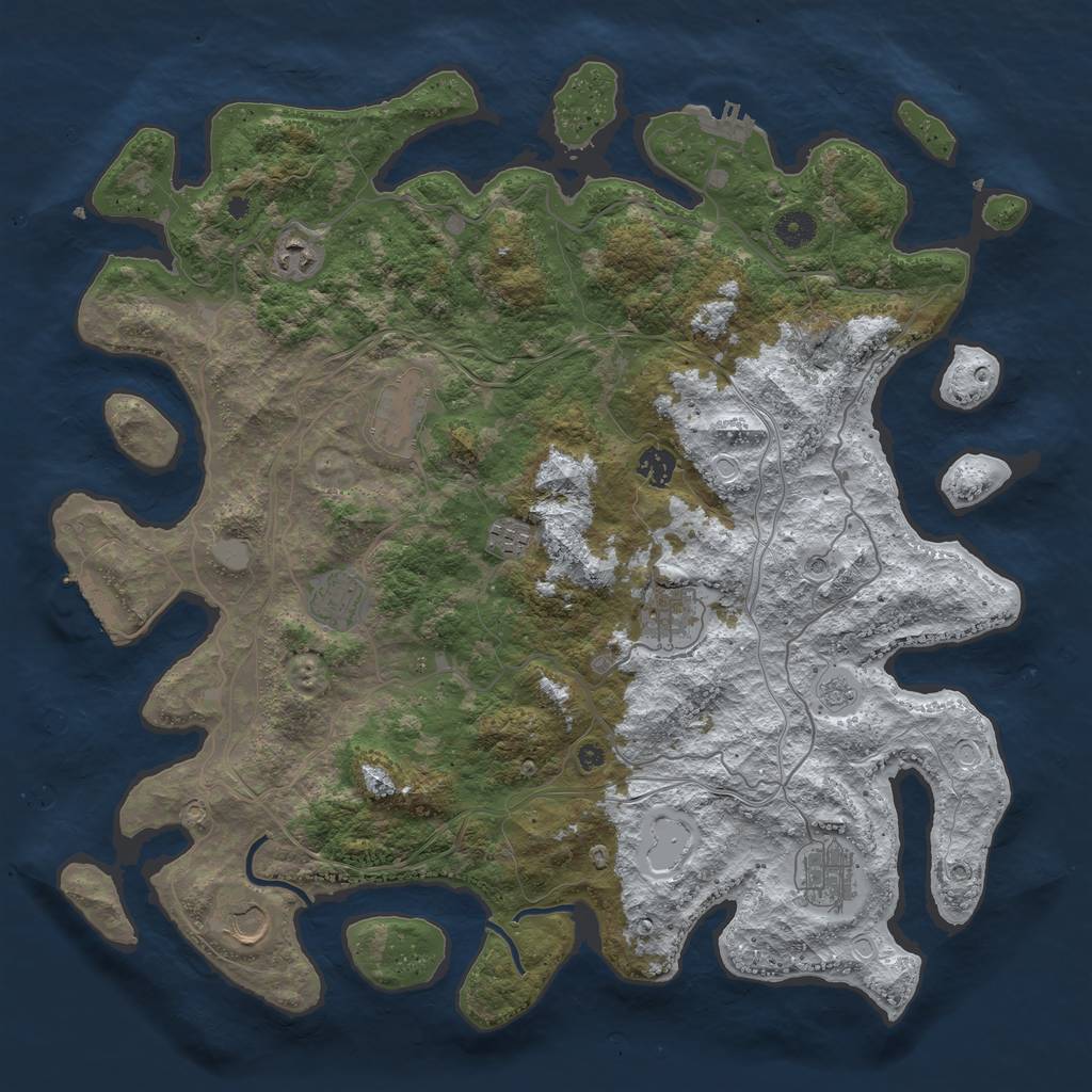 Rust Map: Procedural Map, Size: 4250, Seed: 9225621, 17 Monuments