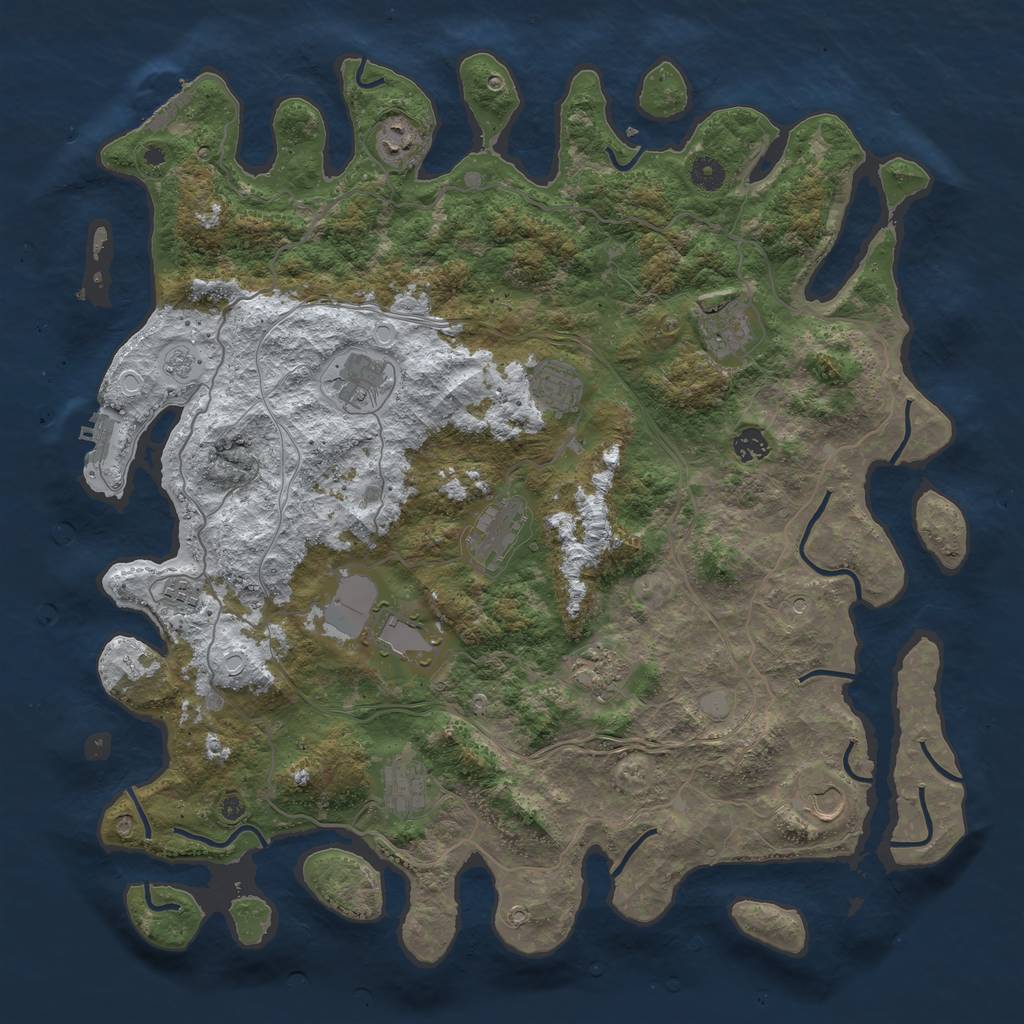 Rust Map: Procedural Map, Size: 4500, Seed: 72910, 20 Monuments