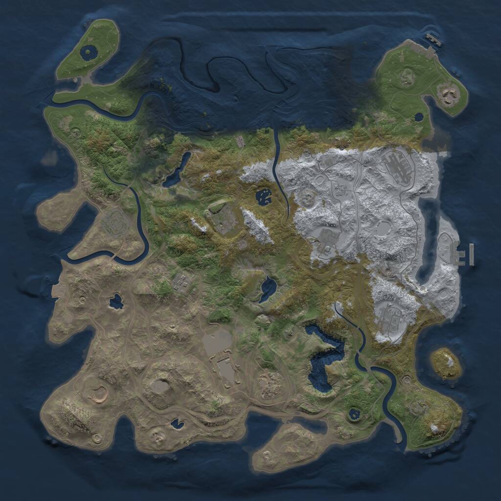 Rust Map: Procedural Map, Size: 4500, Seed: 128382134, 17 Monuments