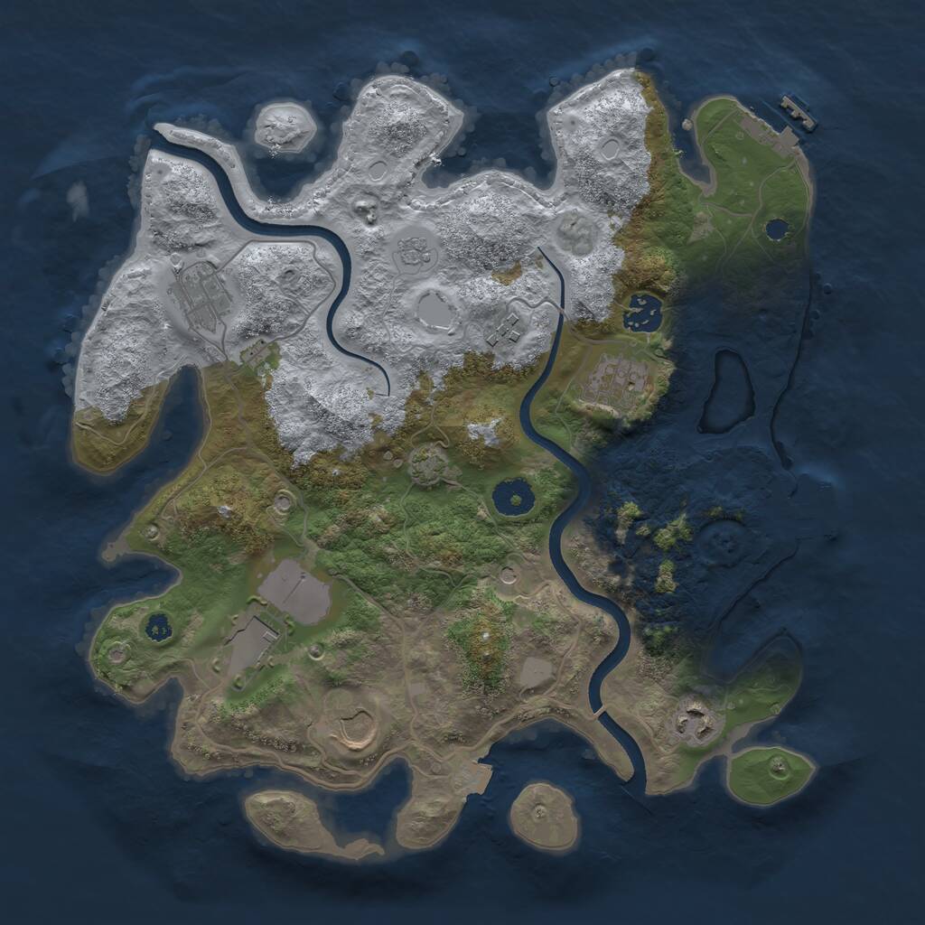 Rust Map: Procedural Map, Size: 3500, Seed: 1096510705, 13 Monuments
