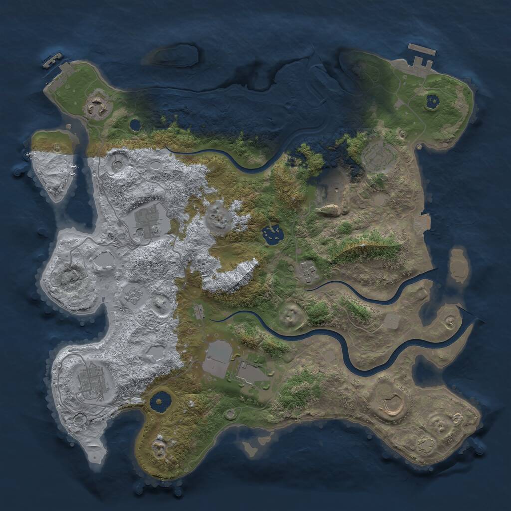 Rust Map: Procedural Map, Size: 3700, Seed: 1213780063, 15 Monuments