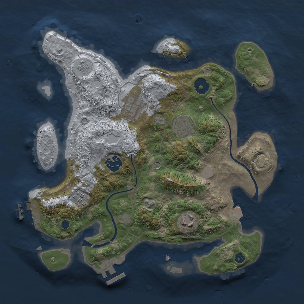 Rust Map: Procedural Map, Size: 3000, Seed: 1920392685, 11 Monuments