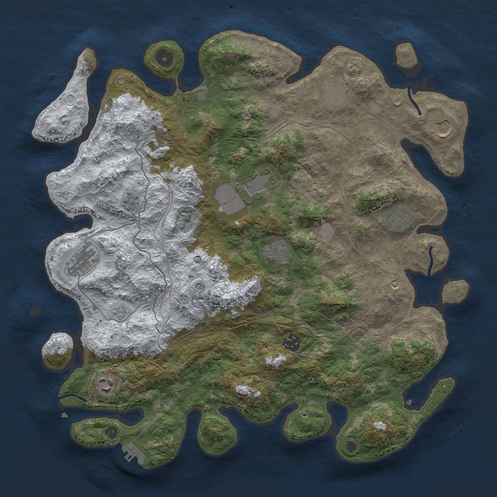 Rust Map: Procedural Map, Size: 4250, Seed: 1281091156, 17 Monuments