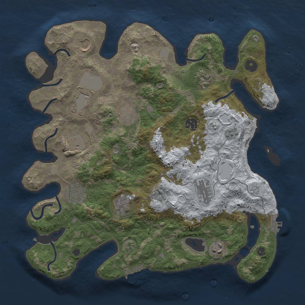 Rust Map: Procedural Map, Size: 3700, Seed: 653239928, 20 Monuments