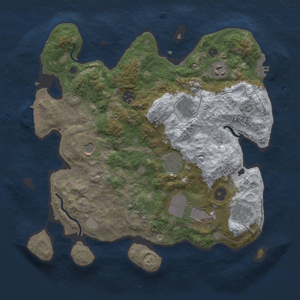 Rust Map: Procedural Map, Size: 3500, Seed: 244912953, 18 Monuments