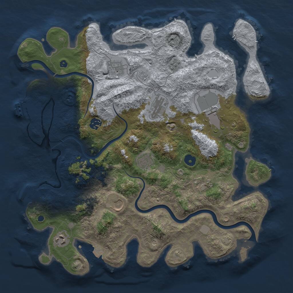 Rust Map: Procedural Map, Size: 3850, Seed: 627900449, 15 Monuments